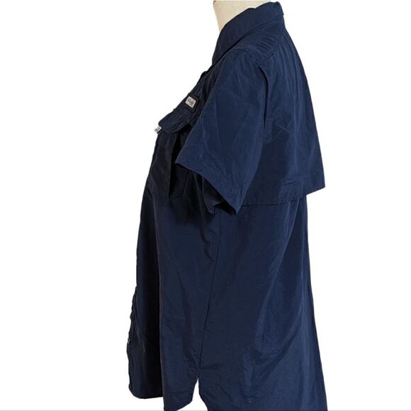 Columbia PFG Navy Blue Short Sleeve Button Down Shirt - Picture 5 of 9